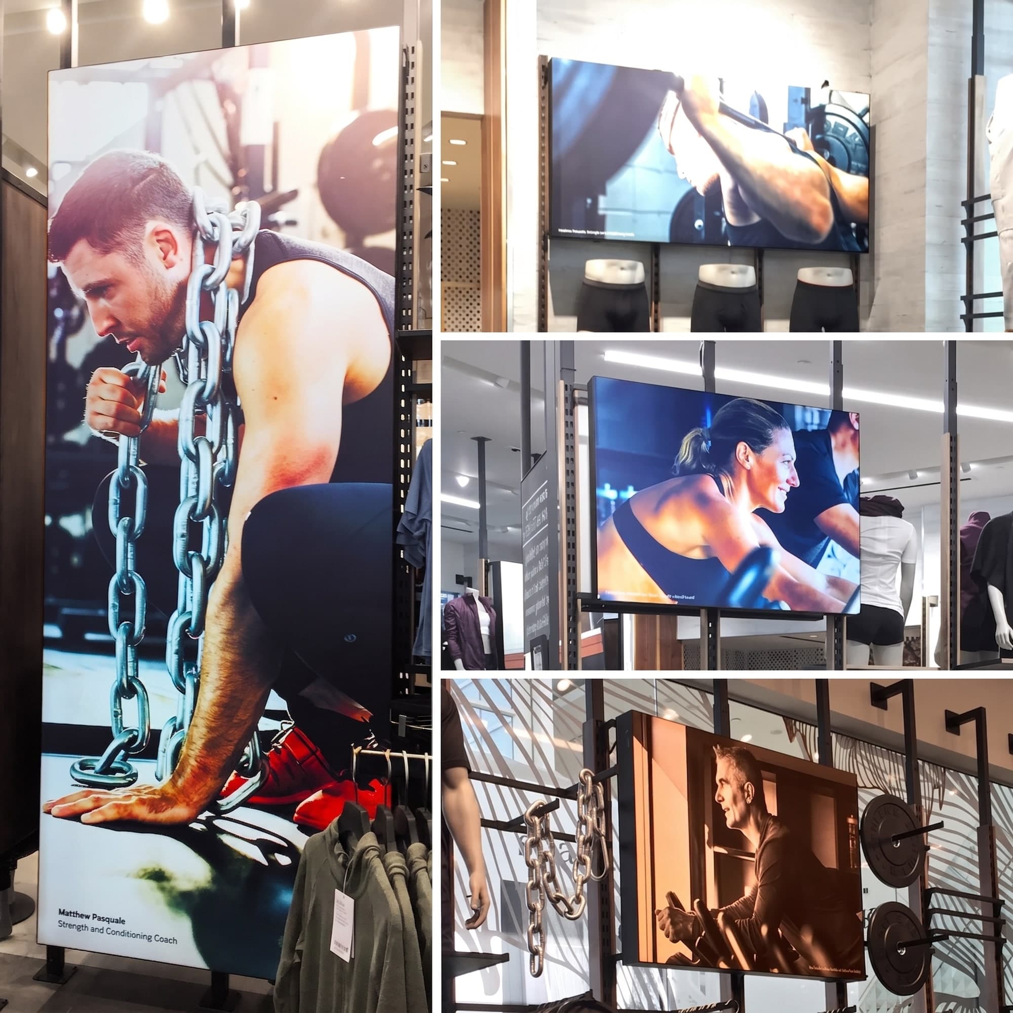 Backlit Vivid lightbox displays installed in a Lululemon retail space