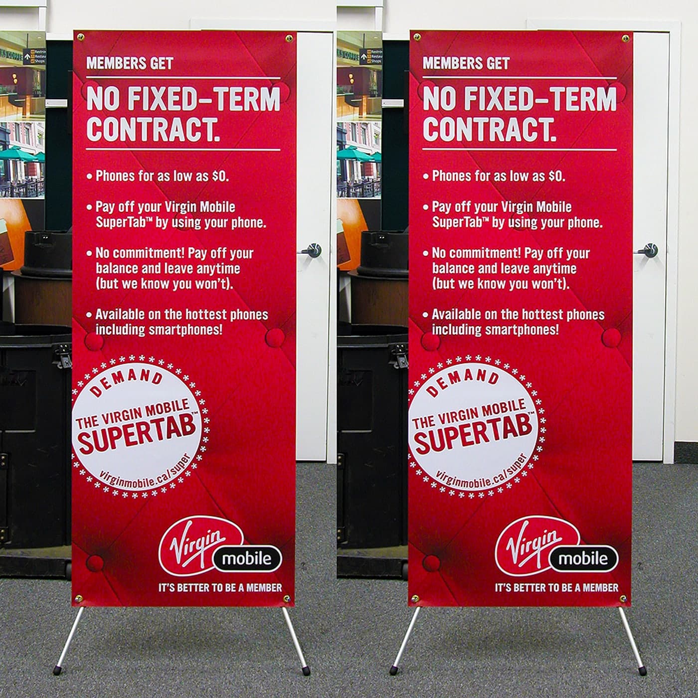 X-Banner tension banner stand produced for Virgin Mobile